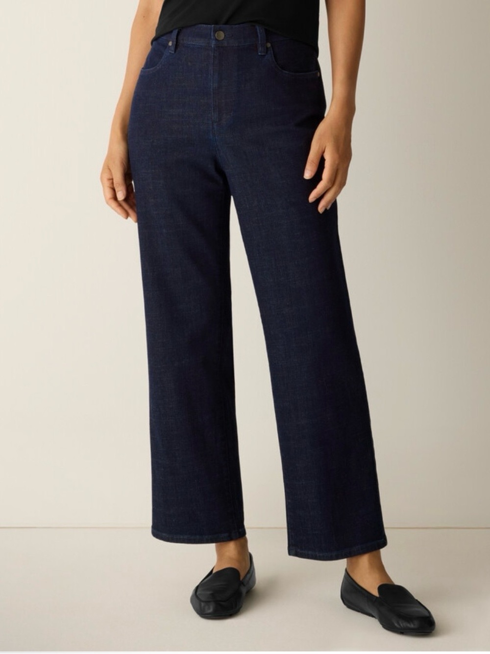 Eileen Fisher Cotton Stretch Denim Straight Leg Dark Blue/Classic Indigo Jeans